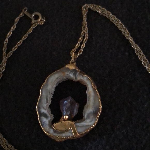 BoHo 24 inch amethyst and geode necklace - Picture 3 of 3